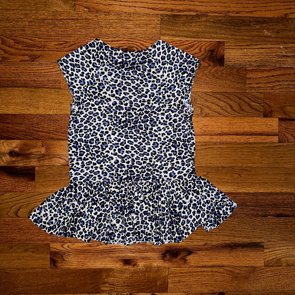 Rebecca Taylor Blue Animal Print Sleeveless Blouse Size M. - Picture 2 of 3